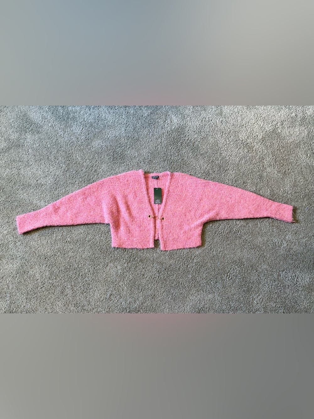 Wild Fable Pink Fuzzy Cropped Cardigan Sweater Wool Blend Size XXS NWT